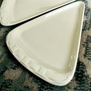 Longaberger Pottery Pizza Plates New Set of 4 Woven Traditions Ivory Pattern